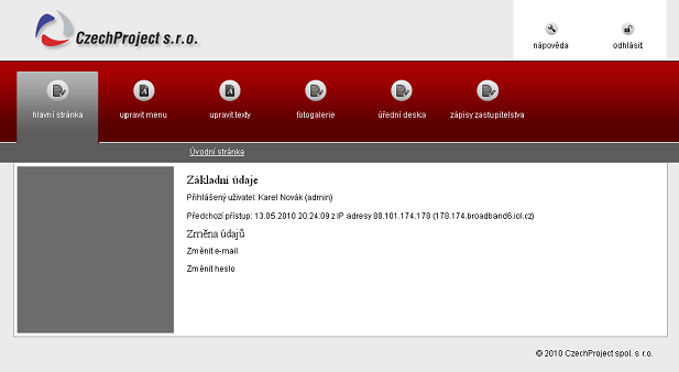 pohled do administrace