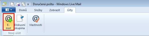 Windows Live Mail - účty - email